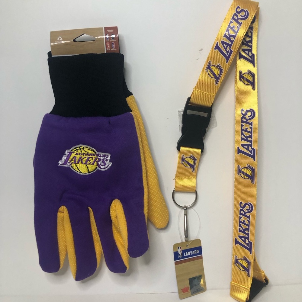 Los Angeles Lakers Gloves and Lanyard Set
